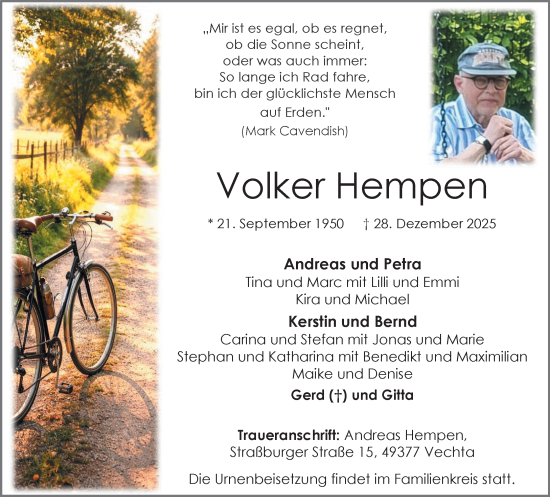 Anzeige von Volker Hempen von OM-Medien