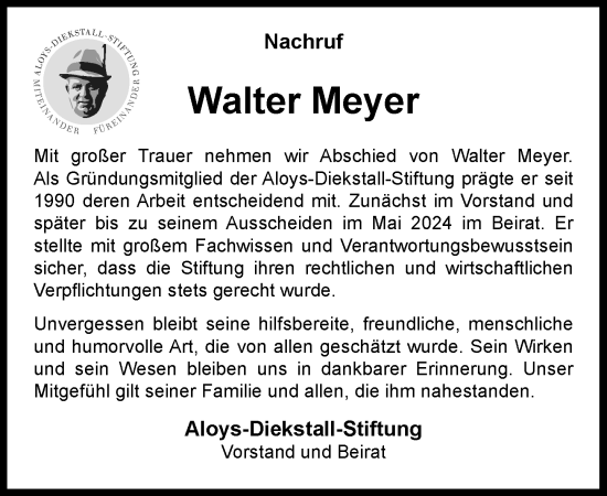 Anzeige von Walter Meyer von OM-Medien