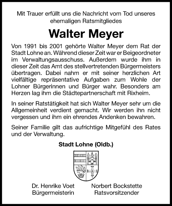 Anzeige von Walter Meyer von OM-Medien