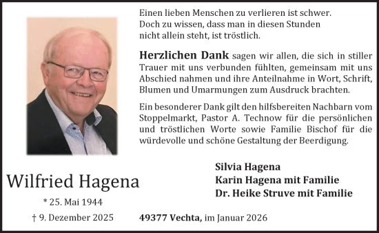 Anzeige von Wilfried Hagena von OM-Medien