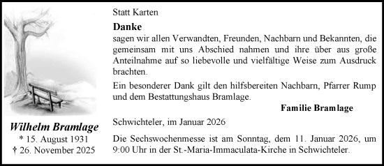 Anzeige von Wilhelm Bramlage von OM-Medien