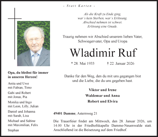 Anzeige von Wladimir Ruf von OM-Medien