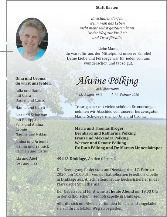 Anzeige von Alwine Pölking von OM Medien