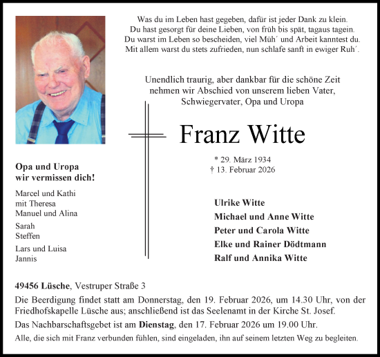 Anzeige von Franz Witte von OM Medien