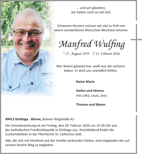 Anzeige von Manfred Wulfing von OM Medien