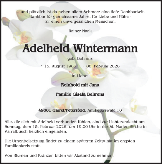 Anzeige von Adelheid Wintermann von OM-Medien