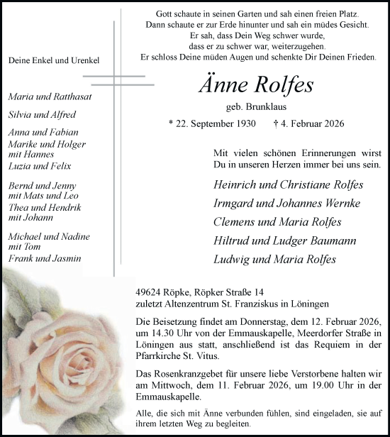 Anzeige von Änne Rolfes von OM-Medien