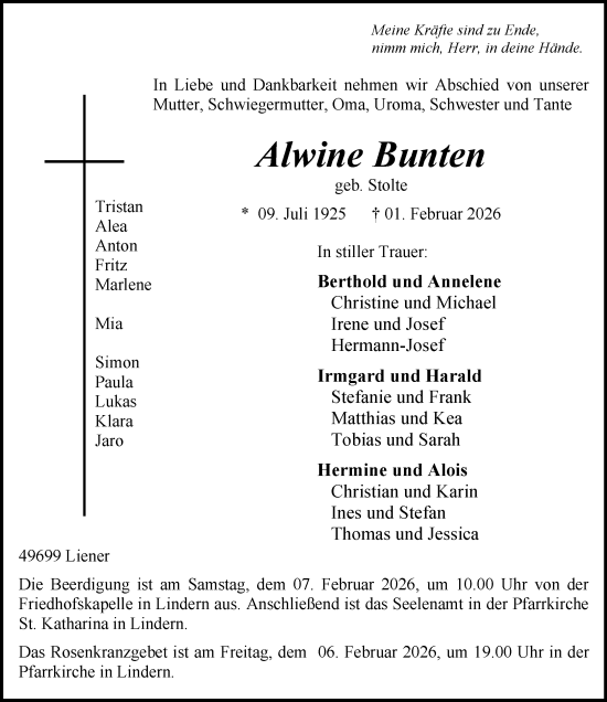 Anzeige von Alwine Bunten von OM-Medien