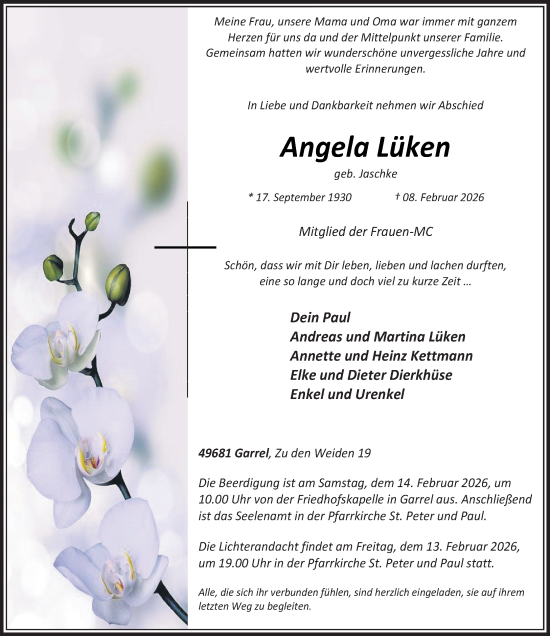 Anzeige von Angela Lüken von OM-Medien