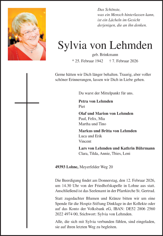 Anzeige von Sylvia von Lehmden von OM Medien