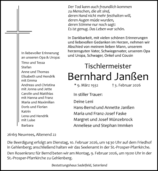 Anzeige von Bernhard Janßen von OM-Medien