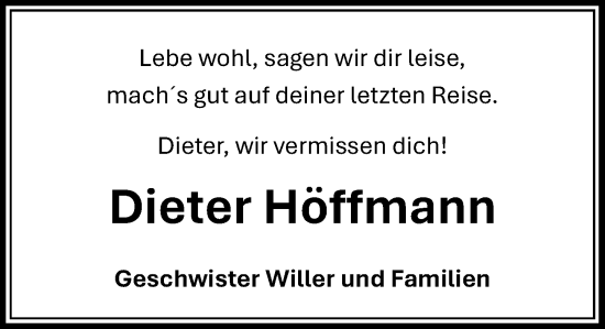 Anzeige von Dieter Höffmann von OM-Medien
