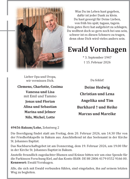 Anzeige von Ewald Vornhagen von OM-Medien