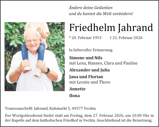Anzeige von Friedhelm Jahrand von OM-Medien