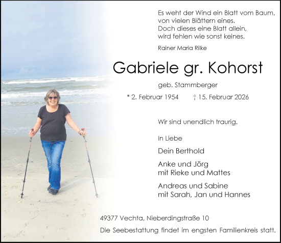 Anzeige von Gabriele gr. Kohorst von OM-Medien