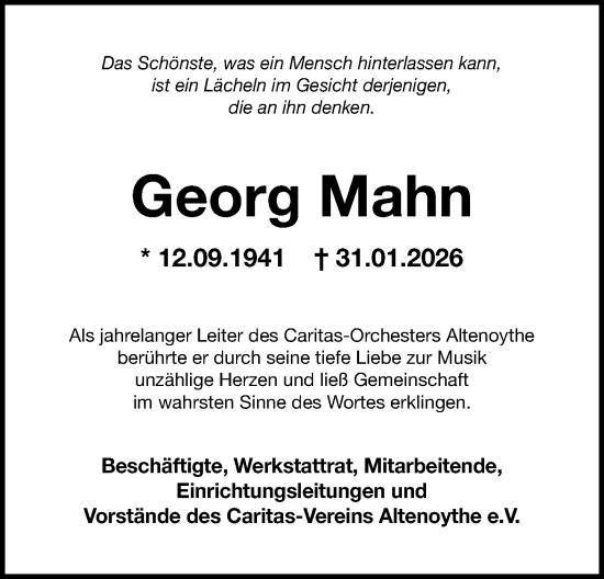 Anzeige von Georg Mahn von OM-Medien