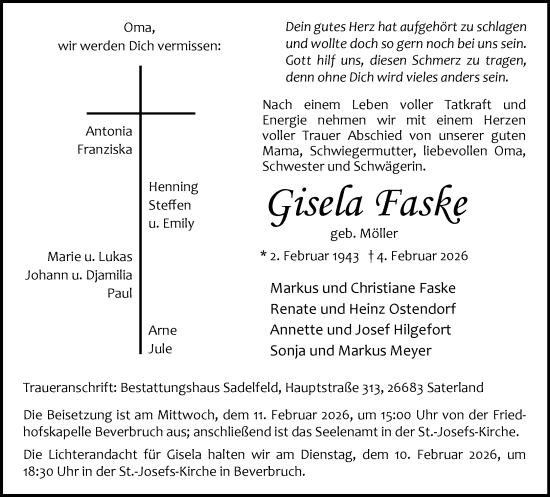 Anzeige von Gisela Faske von OM-Medien