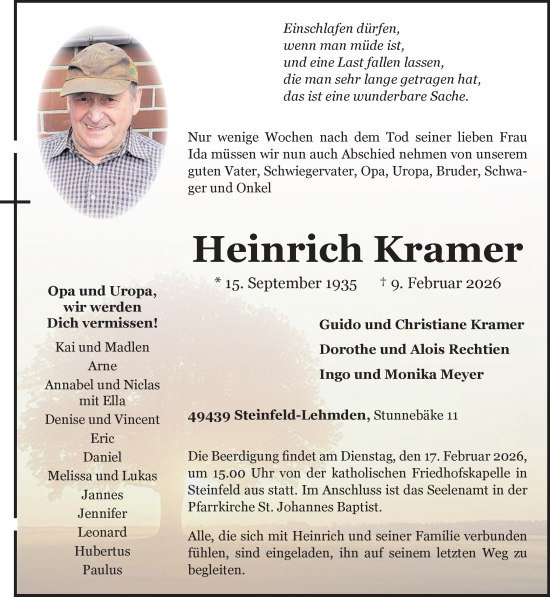 Anzeige von Heinrich Kramer von OM-Medien
