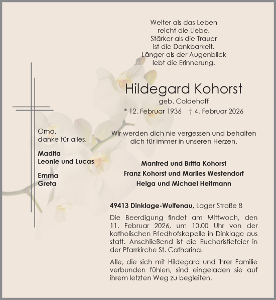 Anzeige von Hildegard Kohorst von OM-Medien