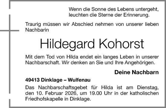Anzeige von Hildegard Kohorst von OM-Medien