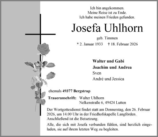 Anzeige von Josefa Uhlhorn von OM-Medien