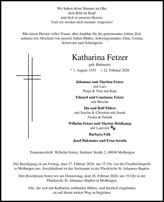 Anzeige von Katharina Fetzer von OM-Medien