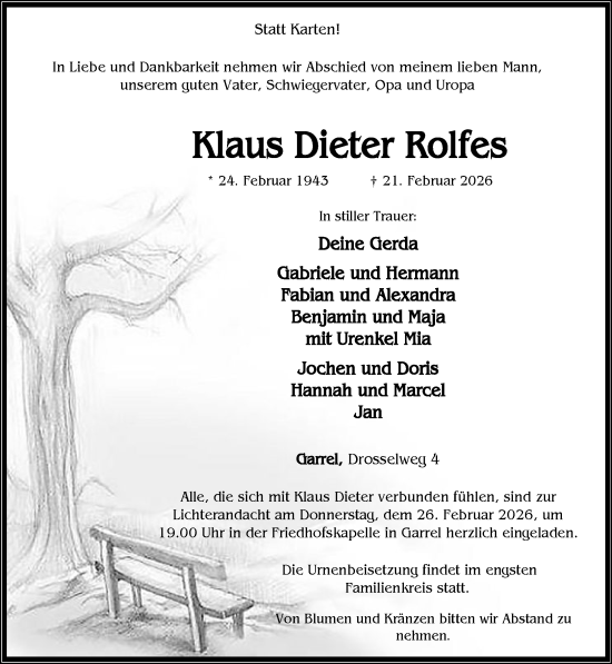 Anzeige von Klaus Dieter Rolfes von OM-Medien