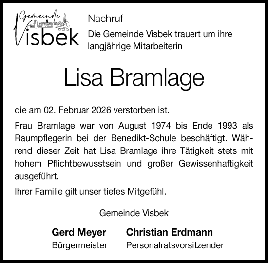 Anzeige von Lisa Bramlage von OM-Medien