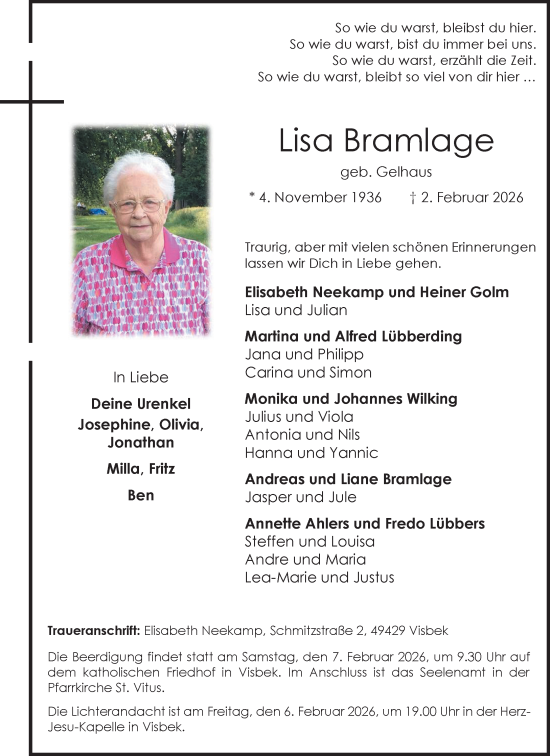 Anzeige von Lisa Bramlage von OM-Medien