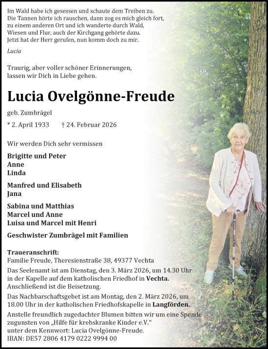 Anzeige von Lucia Ovelgönne-Freude von OM-Medien