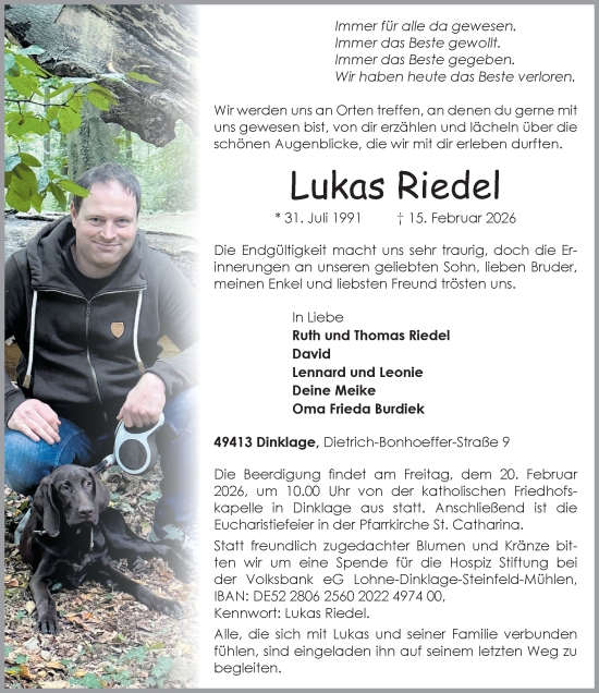 Anzeige von Lukas Riedel von OM-Medien