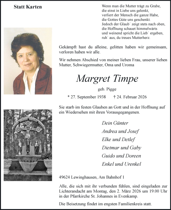 Anzeige von Margret Timpe von OM-Medien