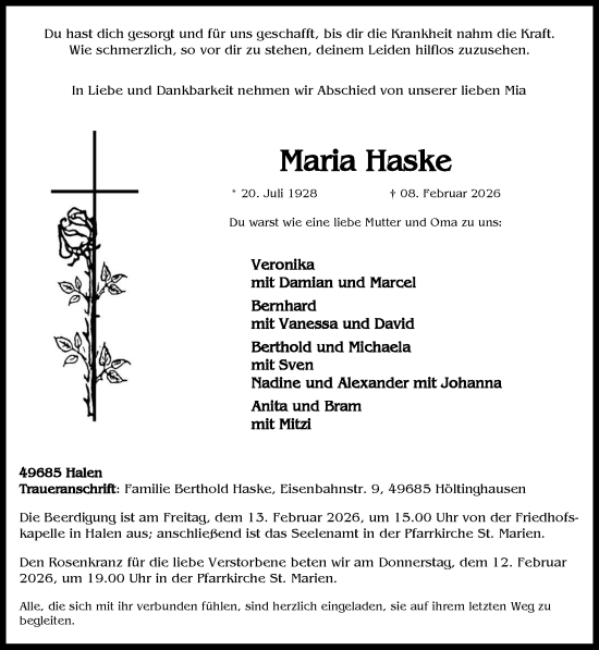 Anzeige von Maria Haske von OM-Medien