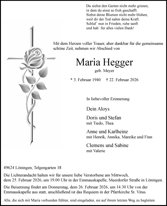 Anzeige von Maria Hegger von OM-Medien