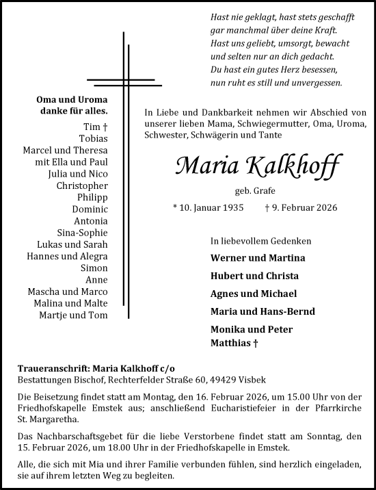 Anzeige von Maria Kalkhoff von OM-Medien