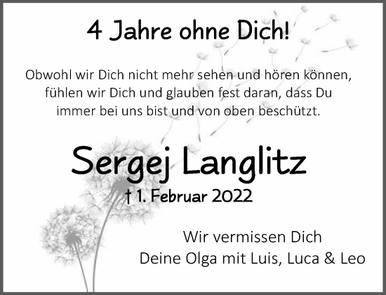 Anzeige von Sergej Langlitz von OM-Medien