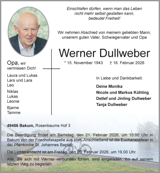 Anzeige von Werner Dullweber von OM-Medien