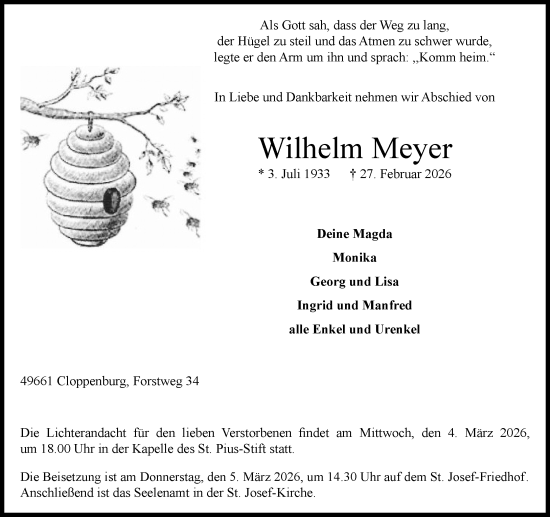 Anzeige von Wilhelm Meyer von OM Medien