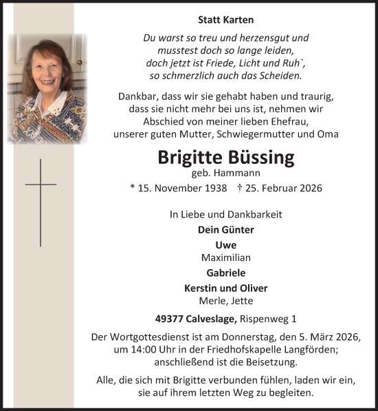 Anzeige von Brigitte Büssing von OM-Medien
