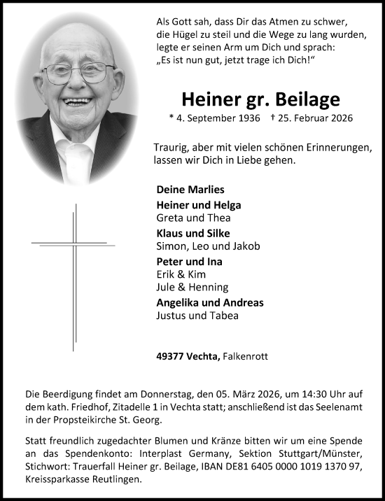 Anzeige von Heiner gr. Beilage von OM-Medien