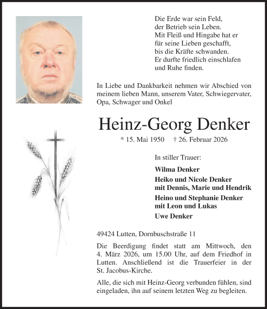 Anzeige von Heinz-Georg Denker von OM-Medien