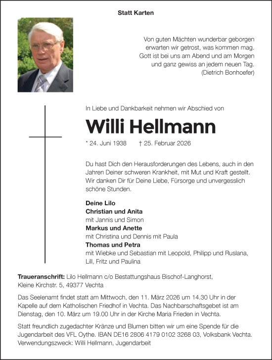 Anzeige von Willi Hellmann von OM-Medien